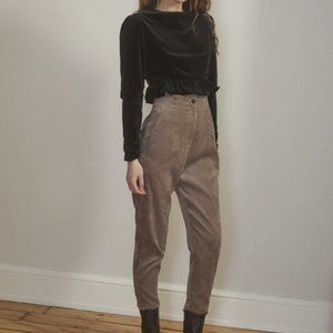 Black Iris BonBon Corduroy High Waisted Ankle Pant Trousers, 4